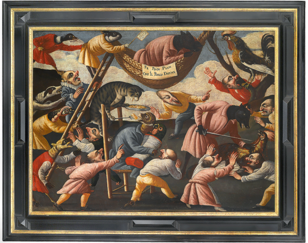 Grotesque Scene with Animals and Stylised Figures