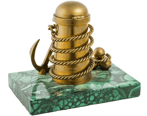 Russian Gilded Bronze Model of an Anchor on Malachite Base