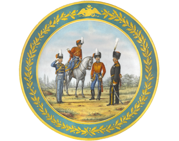 Porcelain plate of Life-Guard Hussars Regiment.
