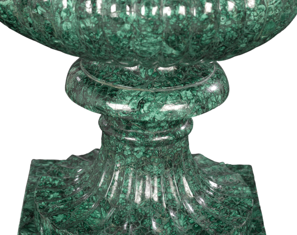 Close up of a Russian Malachite Vase