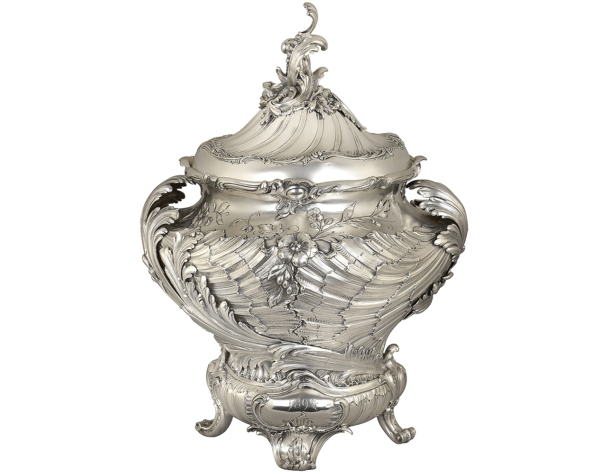 A Large German Silver Punch Bowl with Cover