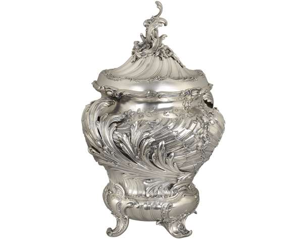 A Large German Silver Punch Bowl with Cover