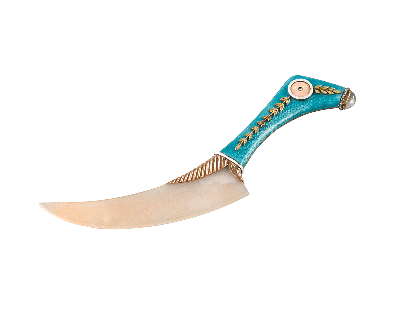 Gold paper knife with diamond, emerald and rubis - Ref.80517